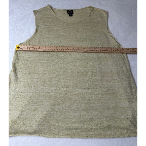 Eileen Fisher Womens 100% Linen Italian Yarn Knit Tank Top Shell Chartreuse L - Picture 3 of 6